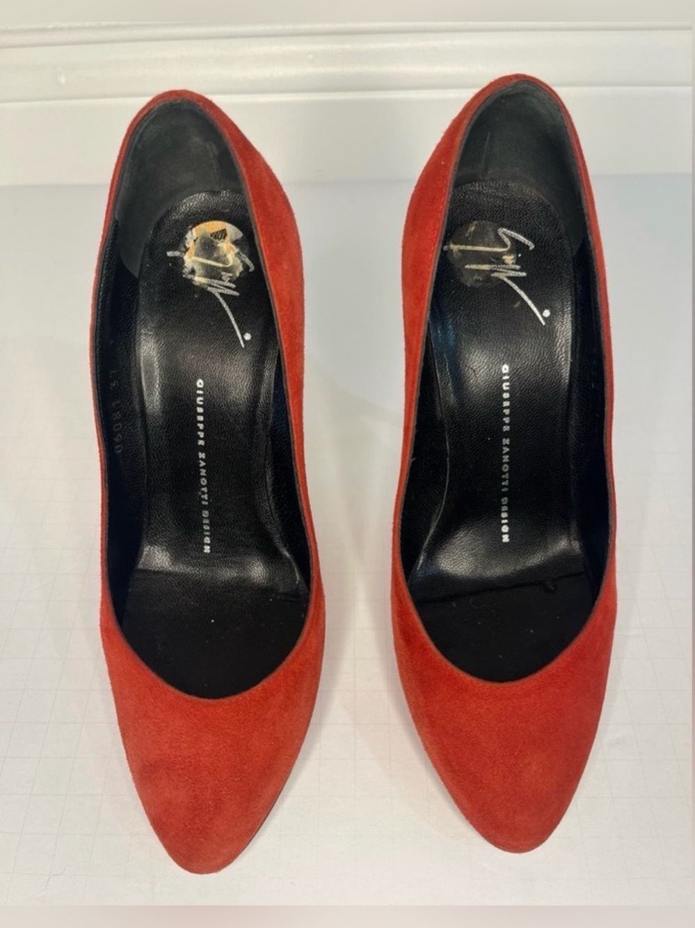 Vintage Giuseppe Zanotti Design Red Suede Stiletto Pumps - Picture 11 of 15